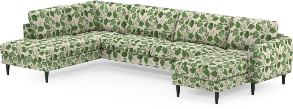 Bridge - 3-sits soffa med divan vänster och schäslong höger - Grön
