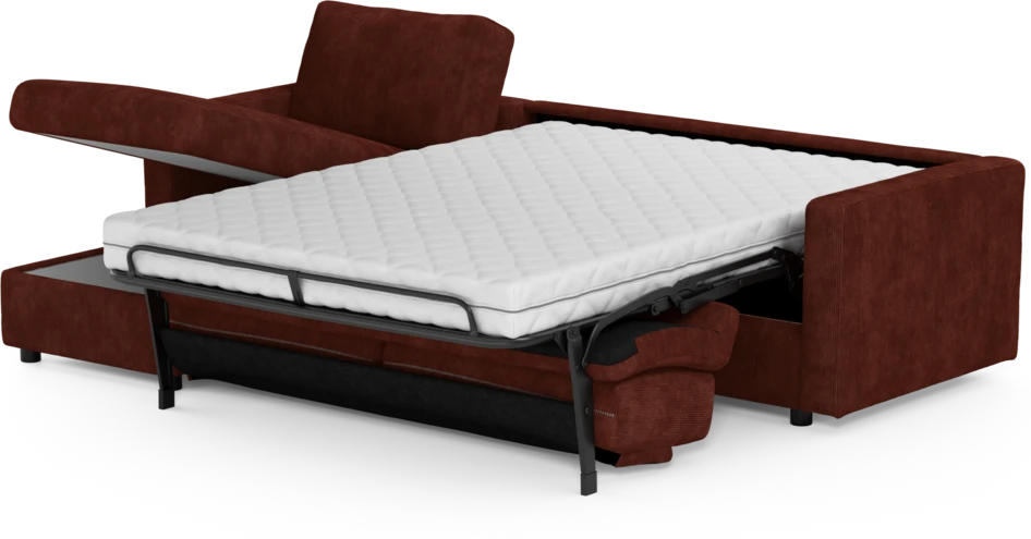 Lindö - Bäddsoffa 2,5-sits med schäslong, vändbar - Röd