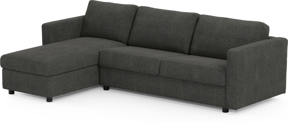 Lindö - Bäddsoffa 2,5-sits med schäslong, vändbar - Svart