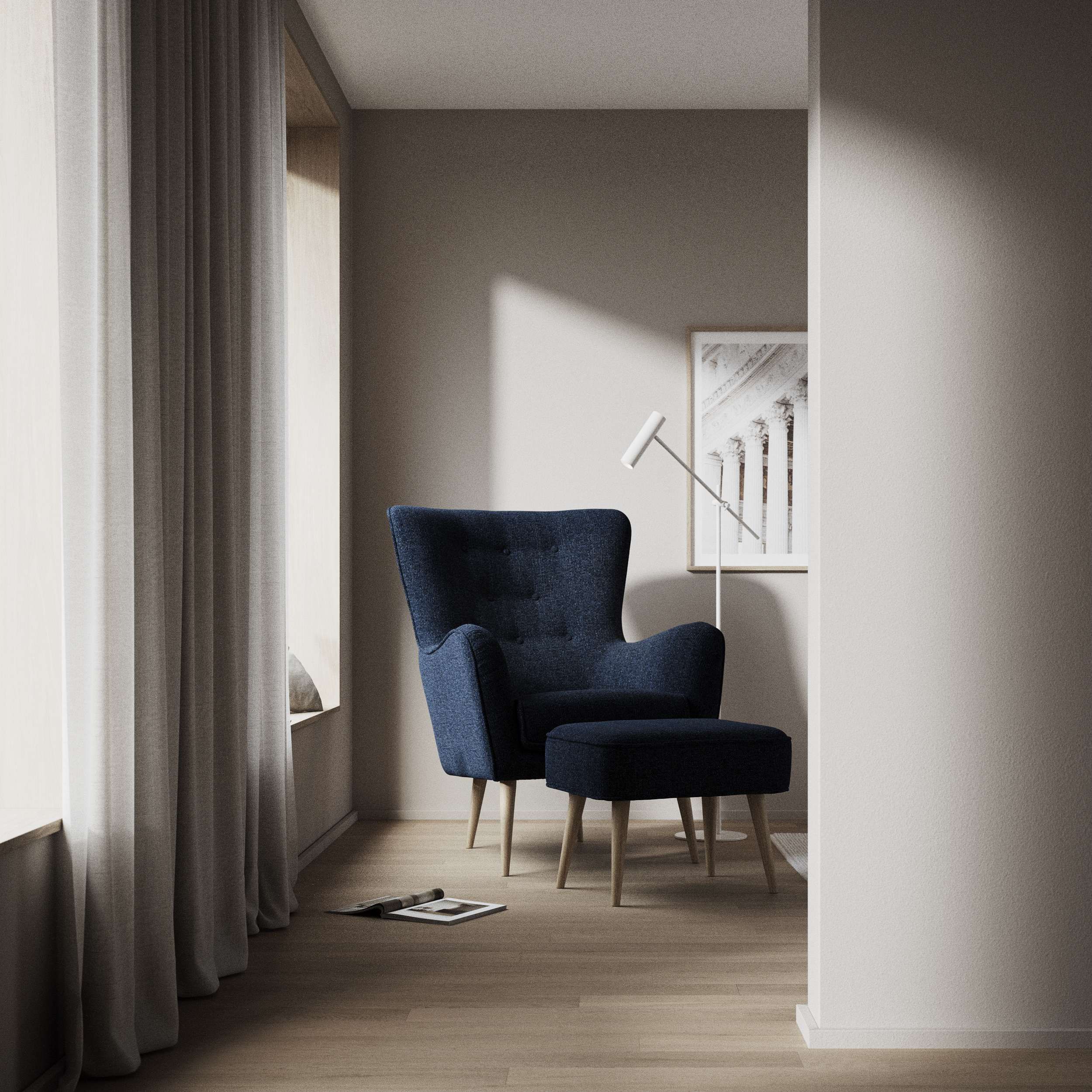 Cordelia, Fåtölj med fotpall