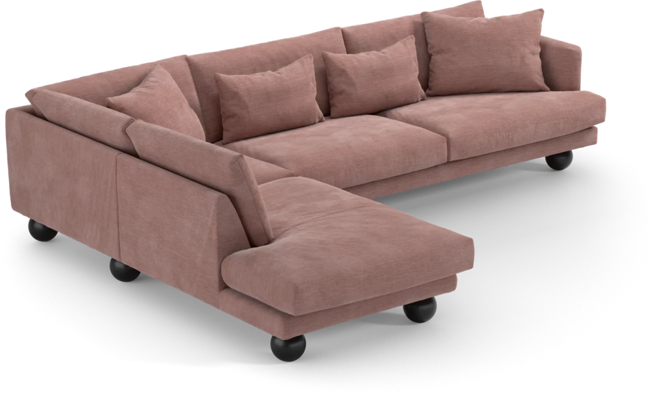 Harper - 3-sits soffa med divan vänster - Rosa