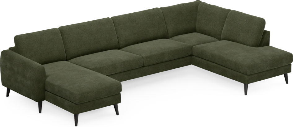 Bridge - 3-sits soffa med schäslong vänster och divan höger - Grön