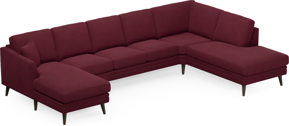 Eden - 3-sits soffa med schäslong vänster och divan höger - Röd