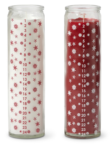 Snöflinga - Kalenderljus, Ø 6, H 20 cm - Röd