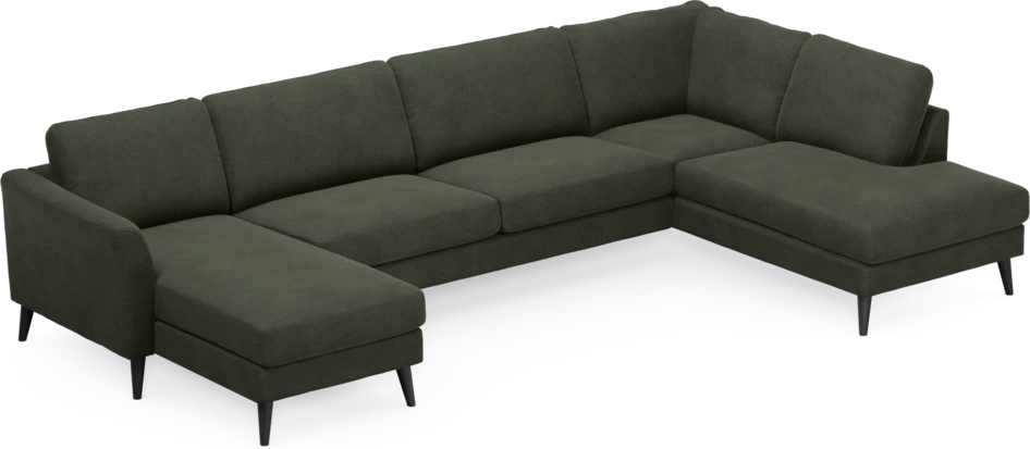 Bridge - 3-sits soffa med schäslong vänster och divan höger - Grön