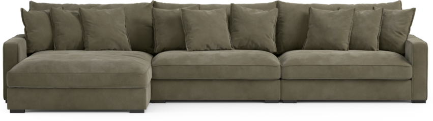 Rossi - 4-sits soffa med schäslong XL vänster - Grön