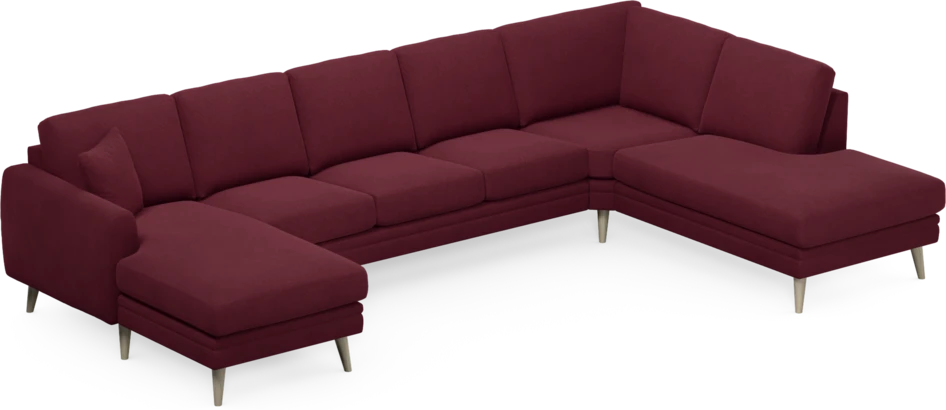 Eden - 3-sits soffa med schäslong vänster och divan höger - Röd
