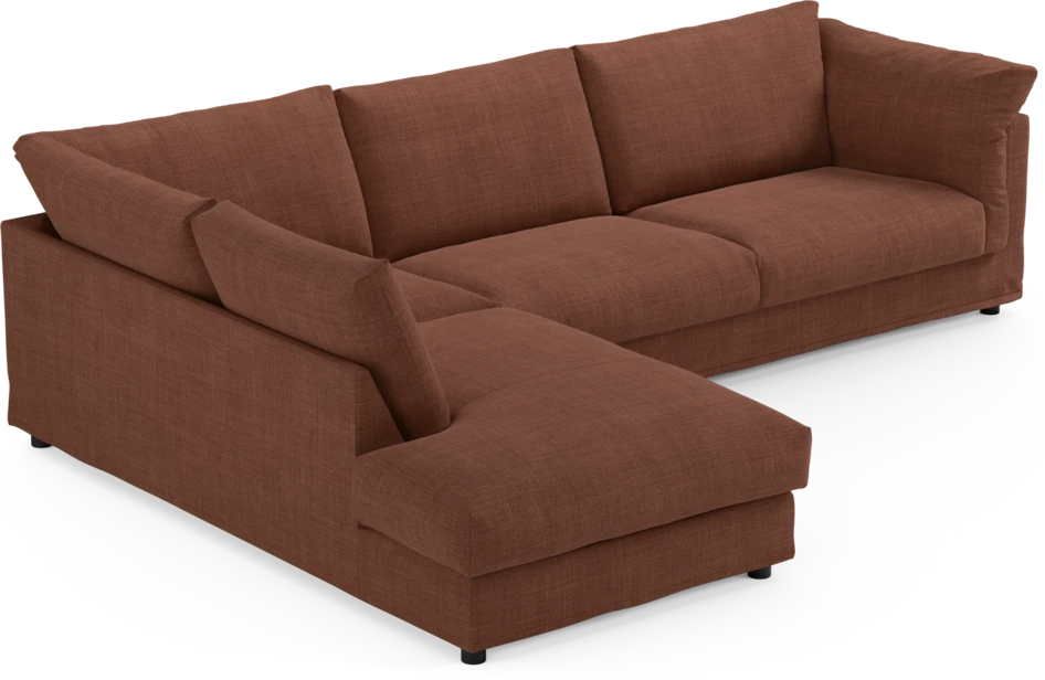 Cherrie - 3-sits soffa med divan vänster, med kappa - Orange