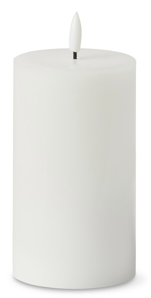 Blänka - Blockljus med LED-belysning, batteridrivet, Ø 8, H 17 cm - Vit