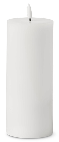 Blänka - Blockljus med LED-belysning, batteridrivet, Ø 8, H 22 cm - Vit