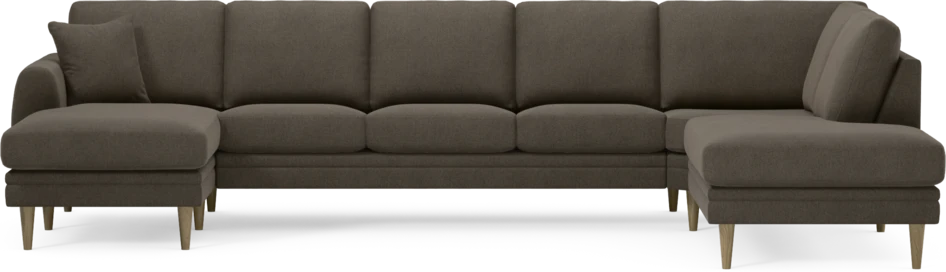 Eden - 3-sits soffa med schäslong vänster och divan höger - Brun