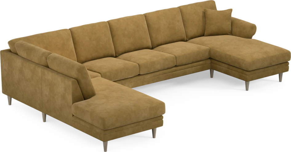 Eden - 3-sits soffa med divan vänster och schäslong höger - Gul