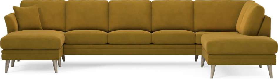 Eden - 3-sits soffa med schäslong vänster och divan höger - Gul