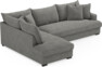 Mila - 3-sits soffa med divan vänster, hel dyna - Grå
