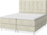 New York - Förvaringssäng, dubbelsäng med bäddmadrass och sänggavel trensad - Beige