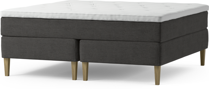 Delux Dream - Kontinentalsäng, dubbelsäng med bäddmadrass och sängben - Grå