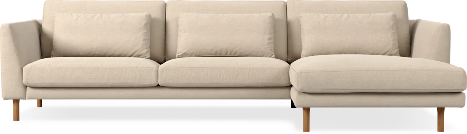Willow - 3-sits soffa med schäslong höger, fast klädsel - Beige