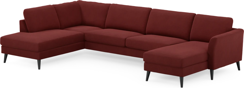 Bridge - 3-sits soffa med divan vänster och schäslong höger - Röd