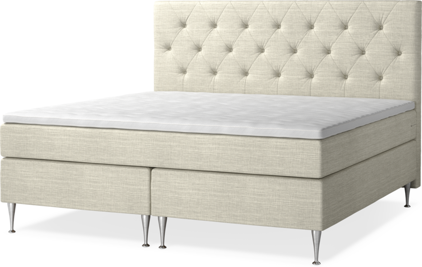 New York - Kontinentalsäng, dubbelsäng med bäddmadrass och sänggavel pikerad - Beige