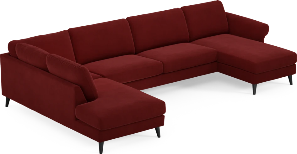 Bridge - 3-sits soffa med divan vänster och schäslong höger - Röd