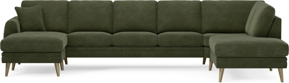 Eden - 3-sits soffa med schäslong vänster och divan höger - Grön