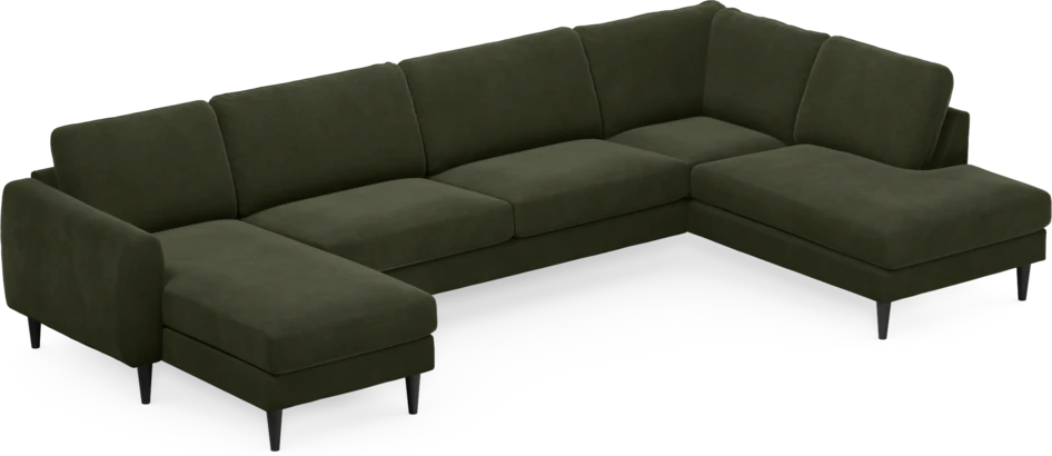 Bridge - 3-sits soffa med schäslong vänster och divan höger - Grön