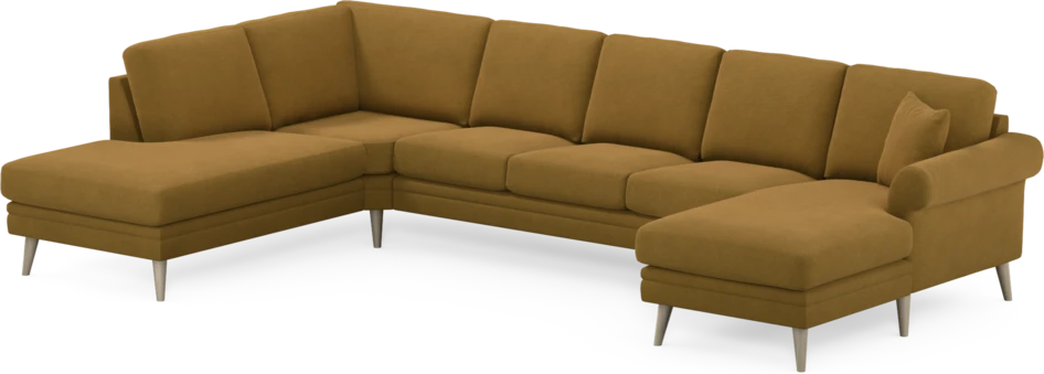 Eden - 3-sits soffa med divan vänster och schäslong höger - Gul