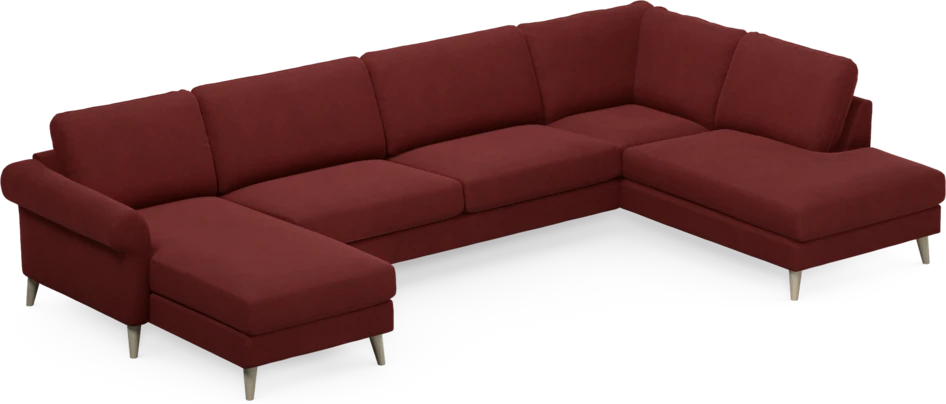 Bridge - 3-sits soffa med schäslong vänster och divan höger - Röd