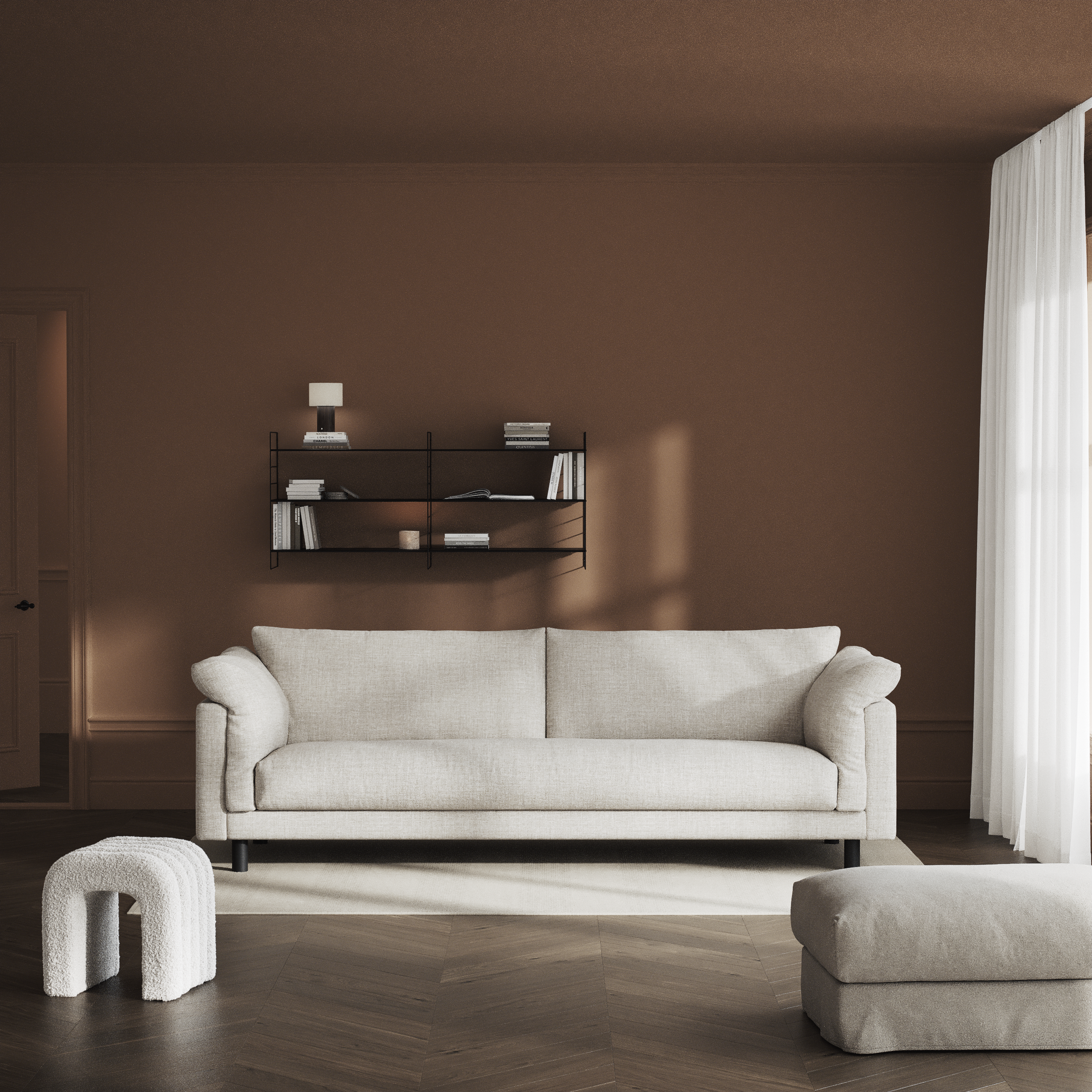 Cherrie, 4-sits soffa, hel dyna, fast klädsel