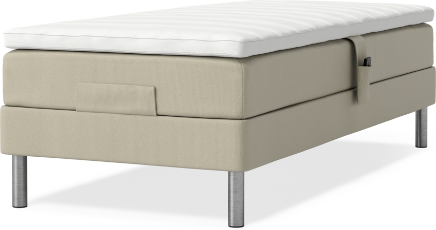 Roma Family - Ställbar säng, enkelsäng med bäddmadrass, B 80-120 - Beige