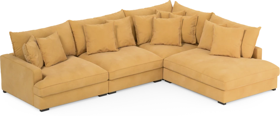 Rossi - 3-sits soffa med divan höger - Gul