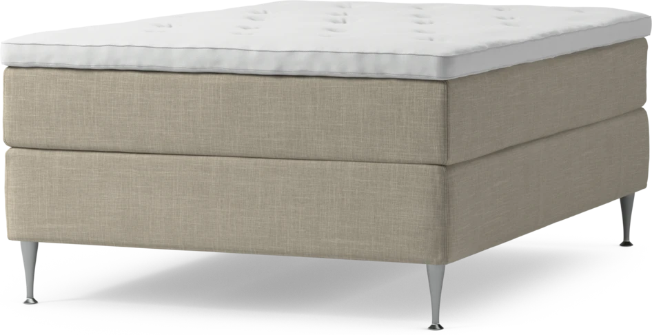 Delux Exclusive - Kontinentalsäng, enkelsäng 140 cm med bäddmadrass och sängben - Beige