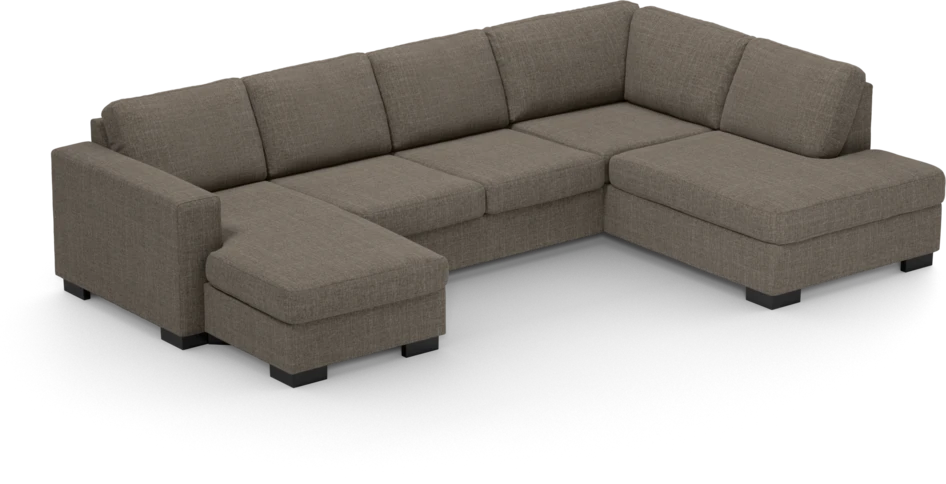 Nevada - 3-sits soffa med schäslong vänster och divan höger - Brun