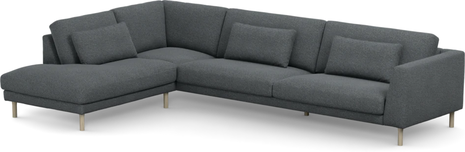 Willow - 4-sits soffa med divan vänster, fast klädsel - Blå