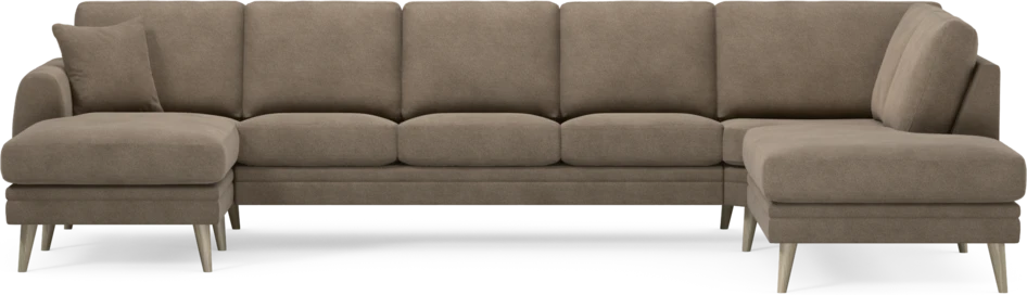 Eden - 3-sits soffa med schäslong vänster och divan höger - Brun