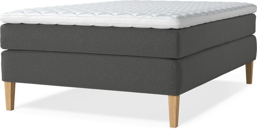 Delux Sense - Kontinentalsäng, enkelsäng 140 cm med bäddmadrass - Grå