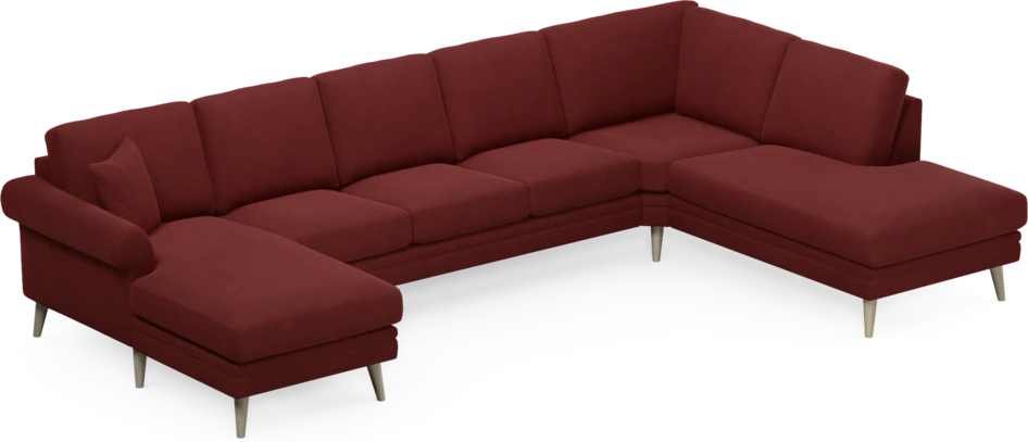 Eden - 3-sits soffa med schäslong vänster och divan höger - Röd