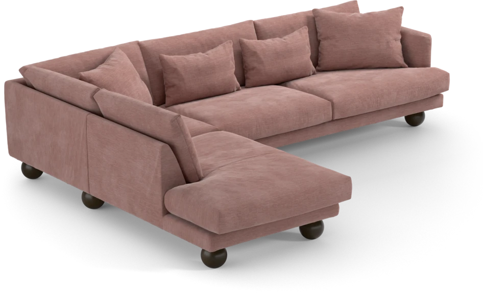 Harper - 3-sits soffa med divan vänster - Rosa