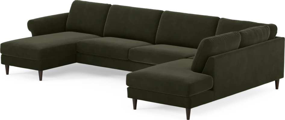 Bridge - 3-sits soffa med schäslong vänster och divan höger - Grön