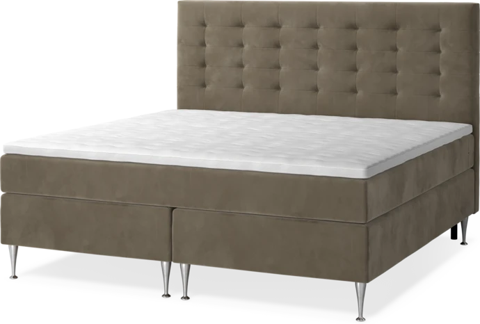 New York, Kontinentalsäng, dubbelsäng med bäddmadrass, sängben och sänggavel trensad