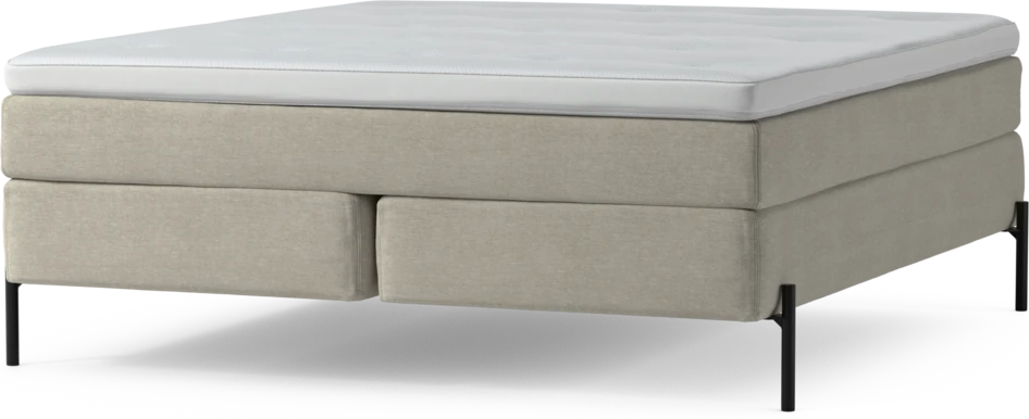 Delux Sense - Kontinentalsäng, dubbelsäng med bäddmadrass och sängben - Beige