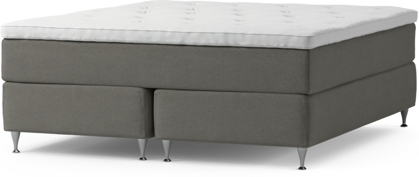 Delux Dream - Kontinentalsäng, dubbelsäng med bäddmadrass och sängben - Grå