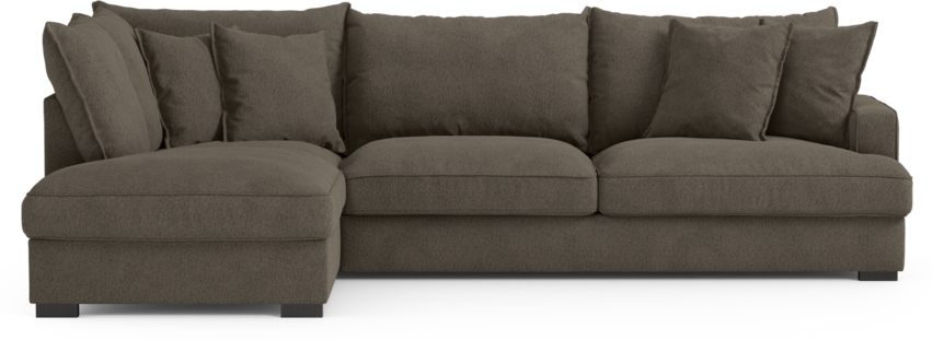 Mila - 3-sits soffa med divan vänster - Brun