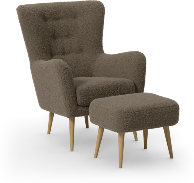 Cordelia - Fåtölj med fotpall - Brun