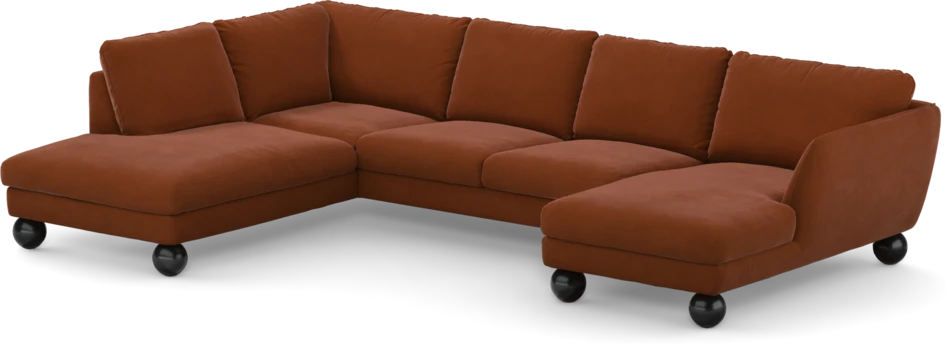 Madison - 2-sits soffa med divan vänster och schäslong höger - Röd