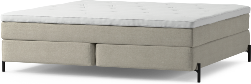 Delux Sense - Kontinentalsäng, dubbelsäng med bäddmadrass och sängben - Beige