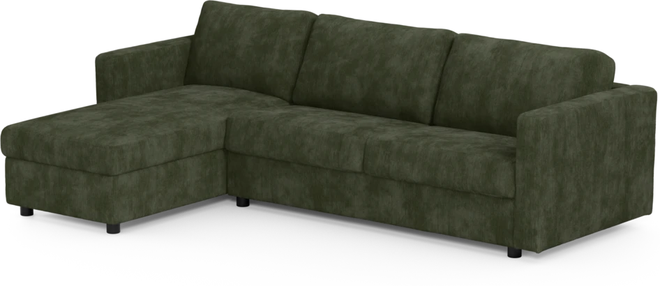 Lindö - Bäddsoffa 2,5-sits med schäslong, vändbar - Grön