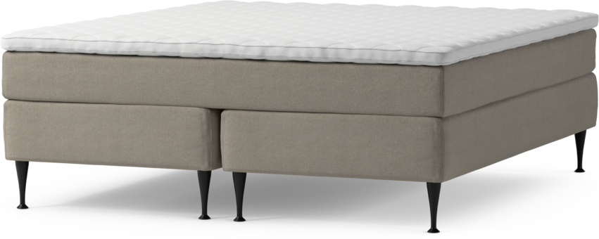 Delux Sense - Kontinentalsäng, dubbelsäng med bäddmadrass och sängben - Beige