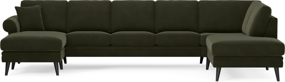 Eden - 3-sits soffa med schäslong vänster och divan höger - Grön