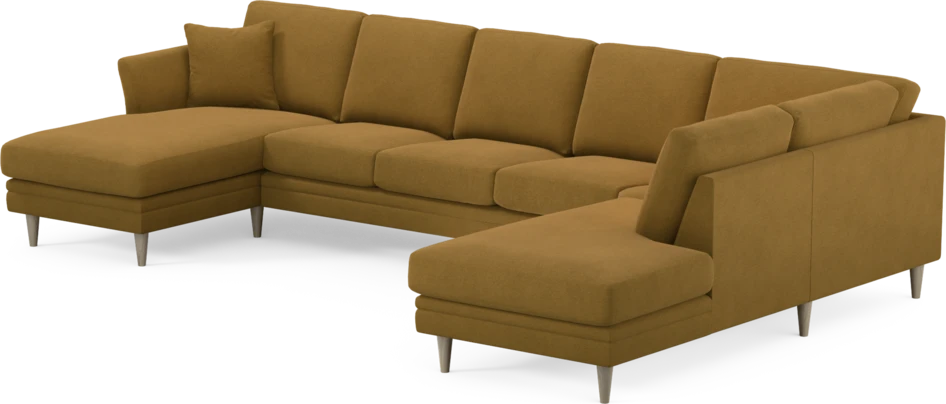 Eden - 3-sits soffa med schäslong vänster och divan höger - Gul